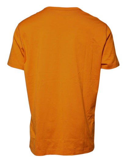 Dolce & Gabbana Orangefarbenes Logo-T-Shirt mit Rundhalsausschnitt aus Baumwolle