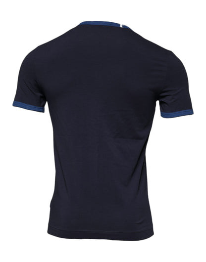 Dolce & Gabbana Blaues Baumwoll-T-Shirt mit Rundhalsausschnitt und Unterwäsche