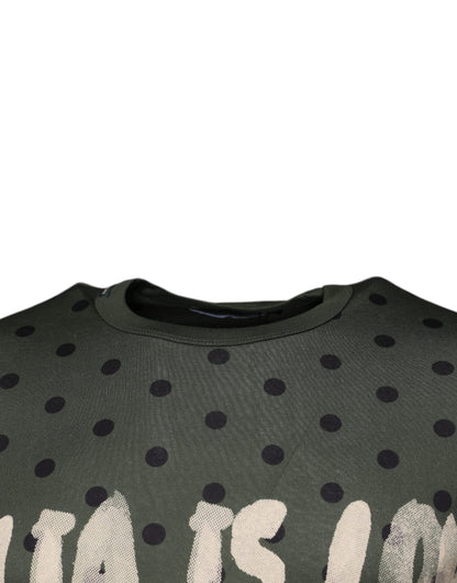 Dolce & Gabbana Graues Sicilia Baumwoll-T-Shirt mit Rundhalsausschnitt