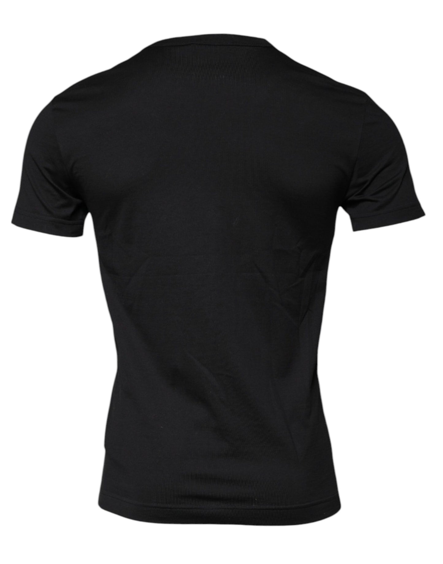 Dolce & Gabbana Schwarzes Baumwoll-T-Shirt mit Rundhalsausschnitt und kurzen Ärmeln