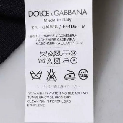Dolce & Gabbana Blauer Kaschmir Pullover mit Rundhalsausschnitt