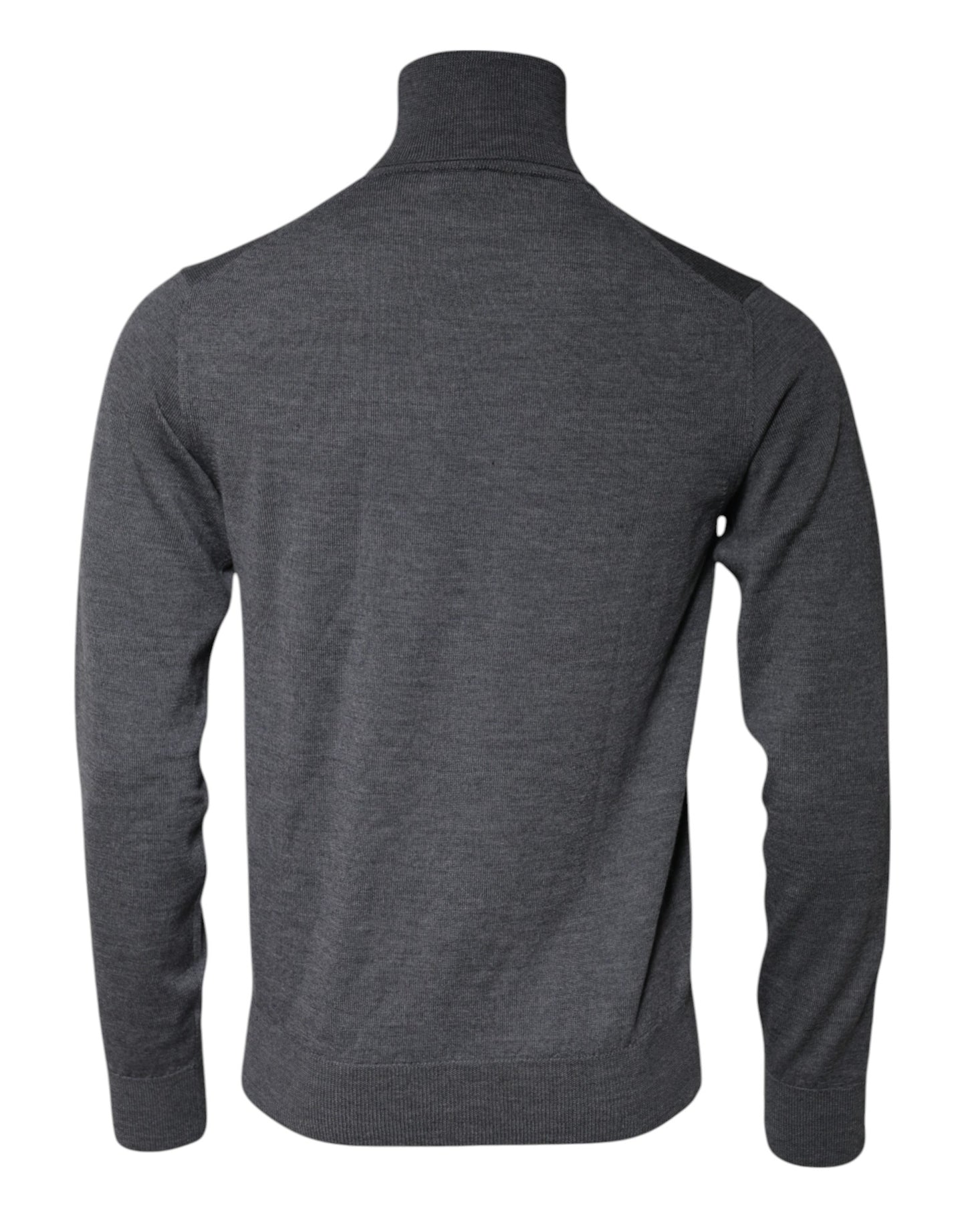 Dolce & Gabbana Grauer Logo-Rollkragenpullover aus Wolle