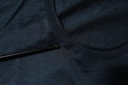 Dolce & Gabbana Dunkelblaues Seiden-T-Shirt mit Rundhalsausschnitt und kurzen Ärmeln