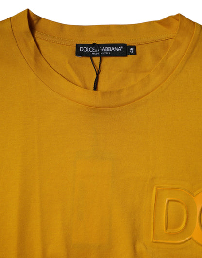 Dolce & Gabbana Dunkelgelbes Logo T-Shirt mit Rundhalsausschnitt und kurzen Ärmeln