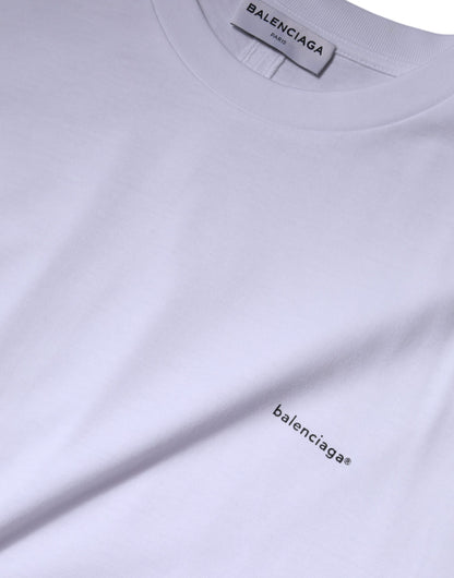 Balenciaga Weißes Logo-Baumwoll-T-Shirt mit Rundhalsausschnitt und kurzen Ärmeln