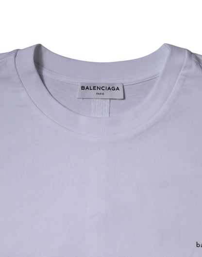 Balenciaga Weißes Logo-T-Shirt aus Baumwoll-Jersey mit Rundhalsausschnitt und kurzen Ärmeln
