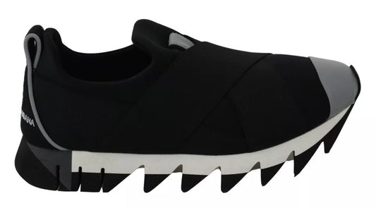 Dolce & Gabbana Schwarzer Hai Neopren Stretch Turnschuhe Schuhe