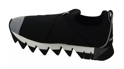 Dolce & Gabbana Schwarzer Hai Neopren Stretch Turnschuhe Schuhe