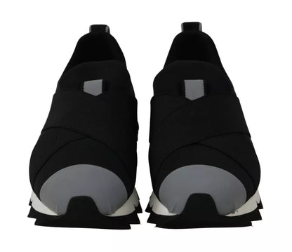Dolce & Gabbana Schwarzer Hai Neopren Stretch Turnschuhe Schuhe
