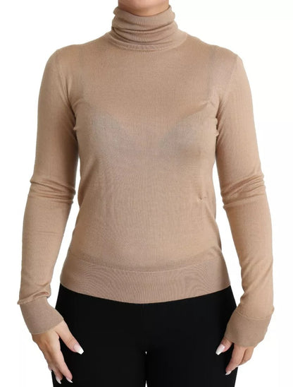 Dolce & Gabbana Beigefarbener Rollkragenpullover aus Kaschmir und Seide