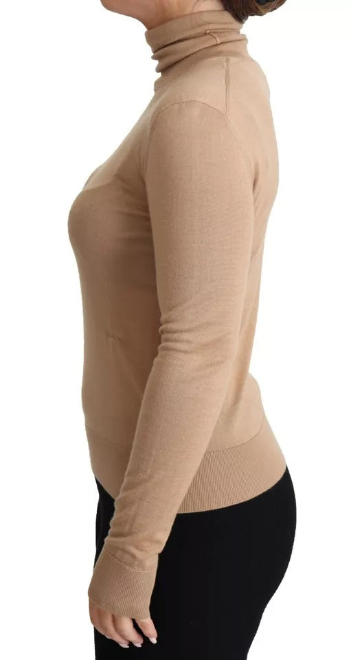 Dolce & Gabbana Beigefarbener Rollkragenpullover aus Kaschmir und Seide