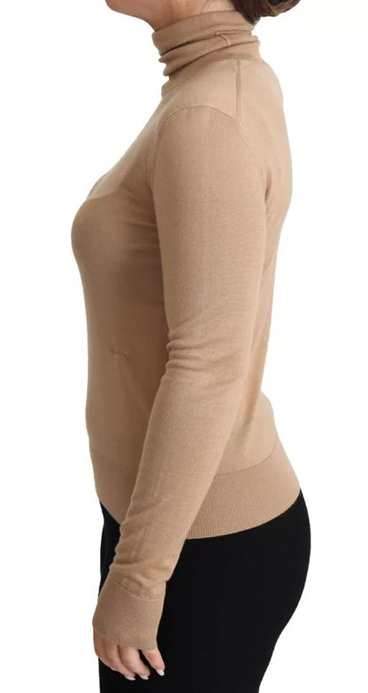 Dolce & Gabbana Beigefarbener Rollkragenpullover aus Kaschmir und Seide
