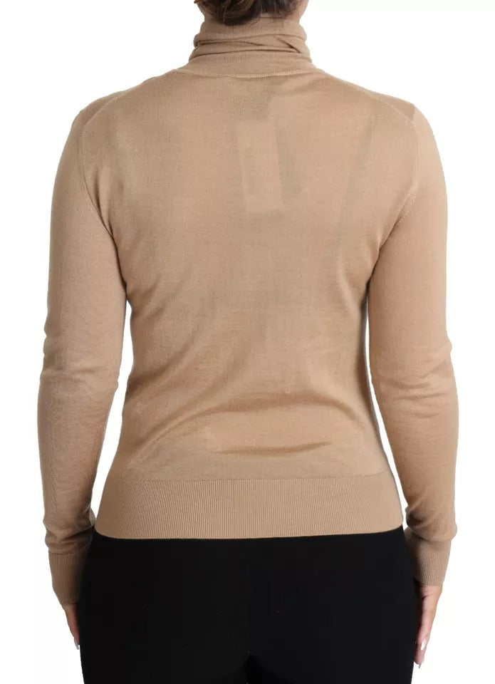 Dolce & Gabbana Beigefarbener Rollkragenpullover aus Kaschmir und Seide