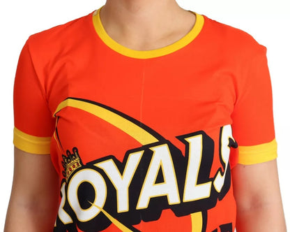 Dolce & Gabbana Orange Royals Druck Rundhals-T-Shirt