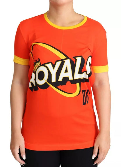 Dolce & Gabbana Orange Royals Druck Rundhals-T-Shirt