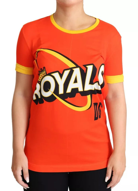 Dolce & Gabbana Orange Royals Druck Rundhals-T-Shirt