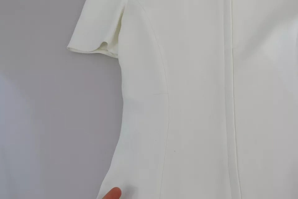 Dolce & Gabbana Weißes Viskose-Stretch-Blusentop mit kurzen Ärmeln
