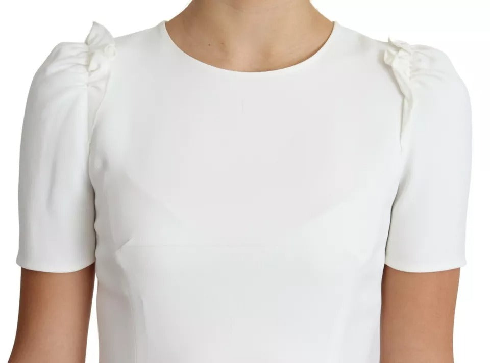 Dolce & Gabbana Weißes Viskose-Stretch-Blusentop mit kurzen Ärmeln