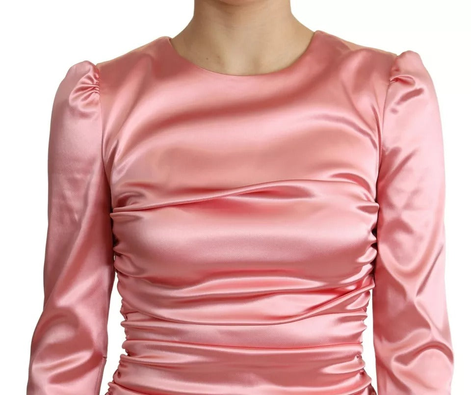 Dolce & Gabbana Rosa Langärmeliges Bodycon Etuikleid Midikleid