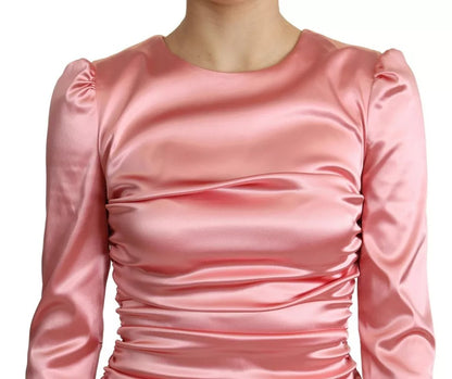 Dolce & Gabbana Rosa Langärmeliges Bodycon Etuikleid Midikleid
