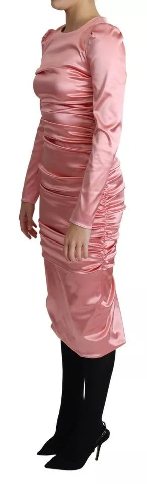 Dolce & Gabbana Rosa Langärmeliges Bodycon Etuikleid Midikleid