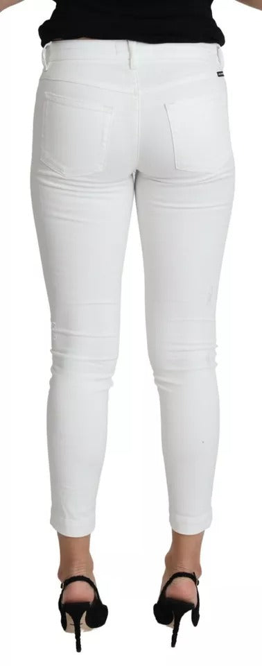Dolce & Gabbana Weiße Baumwoll-Distorsionsjeans mit schöner Passform aus Denim
