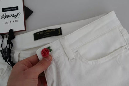 Dolce & Gabbana Weiße Baumwoll-Distorsionsjeans mit schöner Passform aus Denim