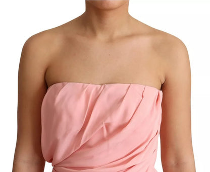 Dolce & Gabbana Rosa Seiden-Stretch-Midikleid ohne Träger