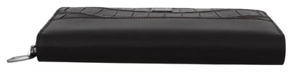 Dolce & Gabbana Braunes Exotenleder Zip Around Continental Clutch Geldbörse