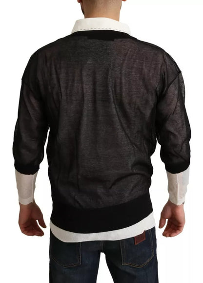 Dolce & Gabbana Schwarzes weißes Hemd Einteiliger Pullover Sweater