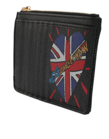 Dolce & Gabbana Schwarzes Leder #DGLovesLondon Kartenhalter Etui Brieftasche