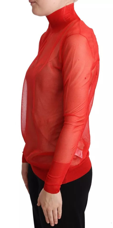 Dolce & Gabbana Orange halbtransparente Bluse Pullover