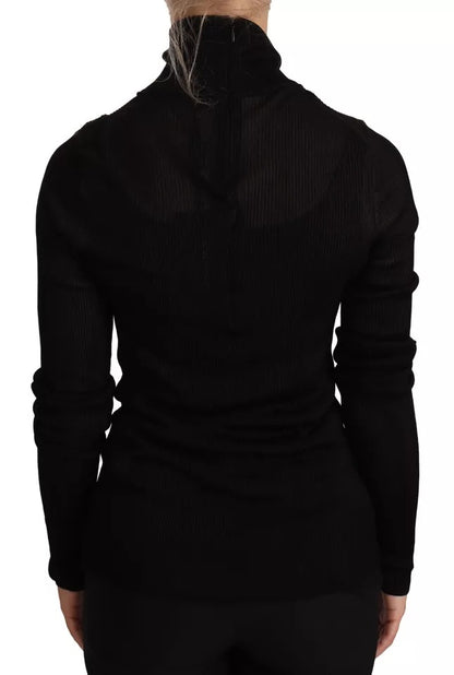 Dolce & Gabbana Schwarzer Rollkragenpullover mit schmaler Passform