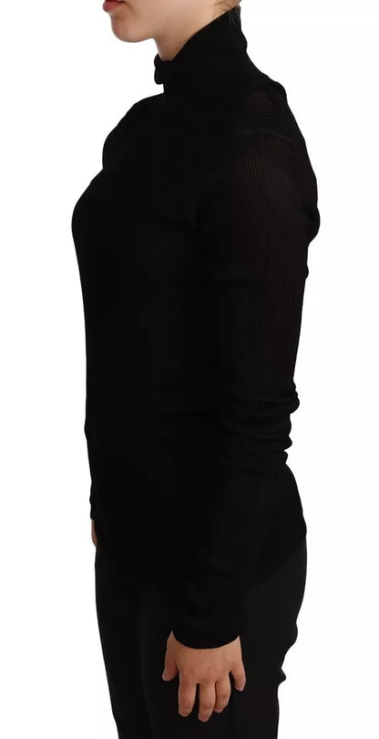 Dolce & Gabbana Schwarzer Rollkragenpullover mit schmaler Passform
