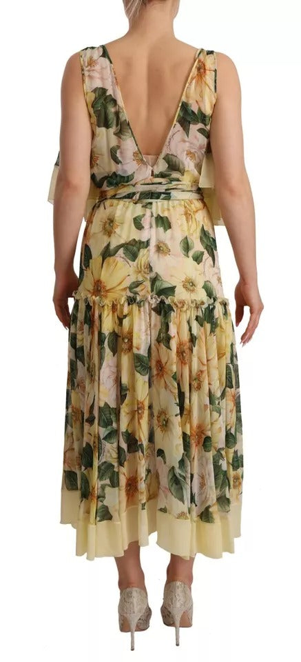 Dolce & Gabbana Langes Maxikleid mit Blumendruck aus Seide in mehreren Farben