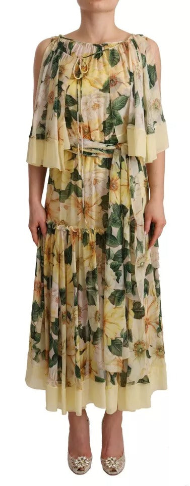 Dolce & Gabbana Langes Maxikleid mit Blumendruck aus Seide in mehreren Farben