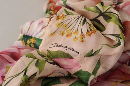 Dolce & Gabbana Rosa A-Linien Mantel Floral Pussy Bow Langes Kleid