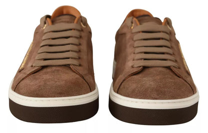 Dolce & Gabbana Braun Wildleder Logo Low Top Sneakers Männer Schuhe