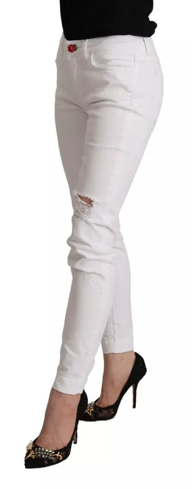 Dolce & Gabbana Weiße Baumwoll-Denim-Jeans Pretty Slim Fit