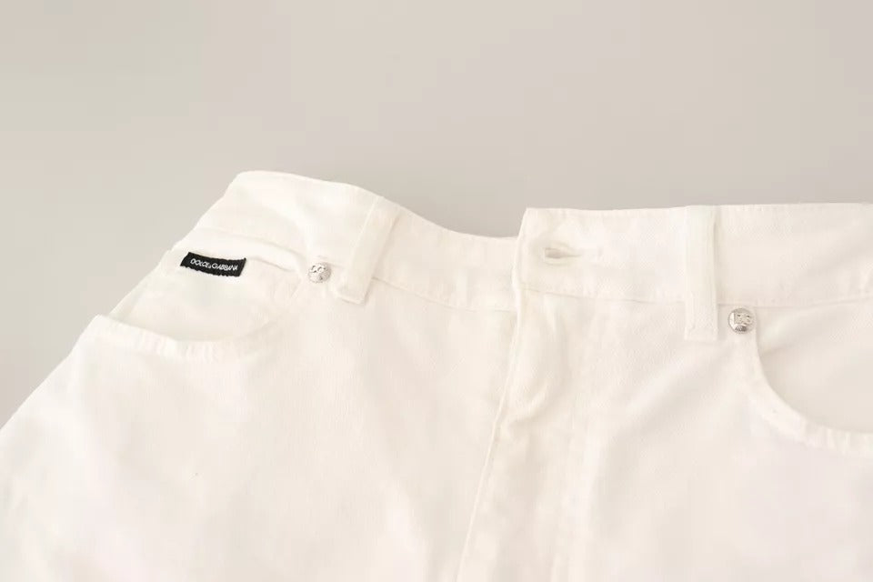 Dolce & Gabbana Weiße MONICA Boot Cut Denim Jeans aus Baumwolle