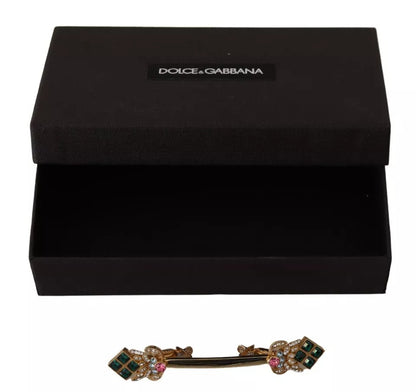 Dolce & Gabbana Vergoldete 925 Sterling Silber Kristall Halsband Stopp Brosche
