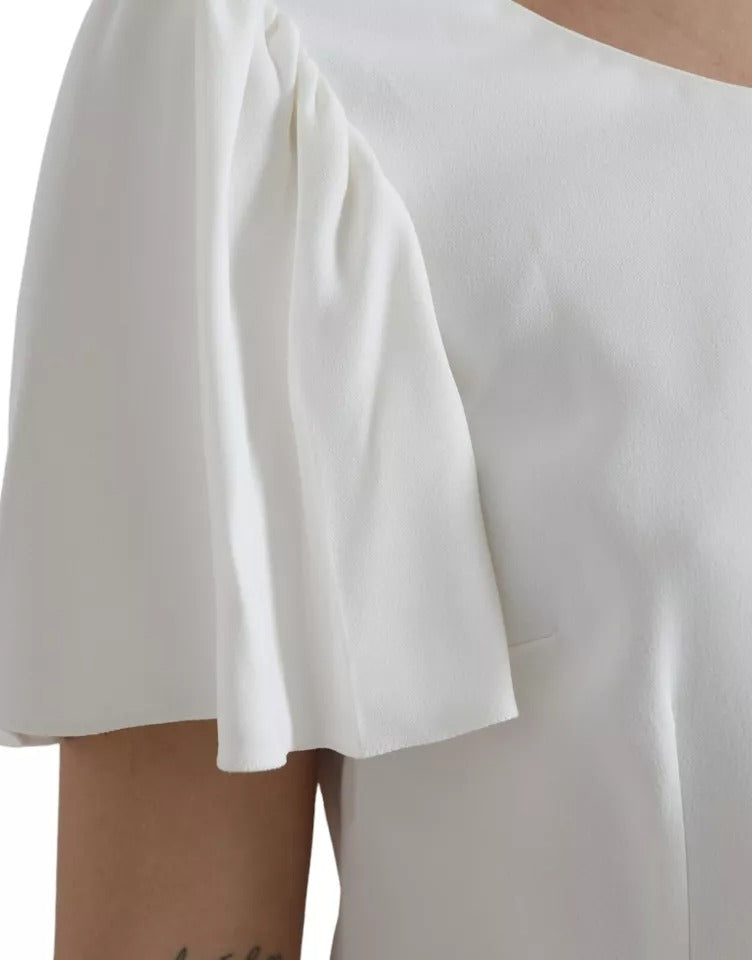 Dolce & Gabbana Weißes Viskose-Rundhals-Top mit kurzen Ärmeln