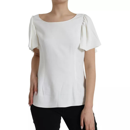 Dolce & Gabbana Weißes Viskose-Rundhals-Top mit kurzen Ärmeln