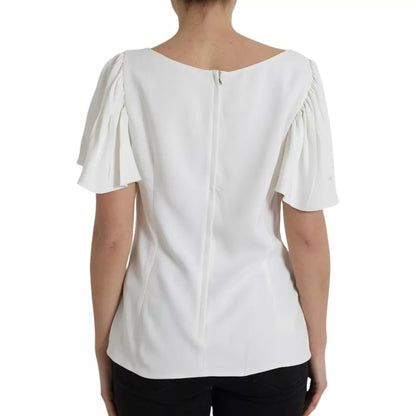 Dolce & Gabbana Weißes Viskose-Rundhals-Top mit kurzen Ärmeln