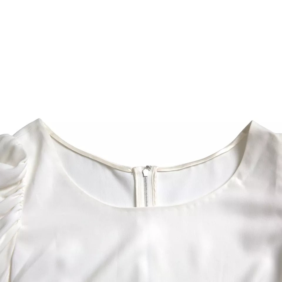 Dolce & Gabbana Weißes Viskose-Rundhals-Top mit kurzen Ärmeln