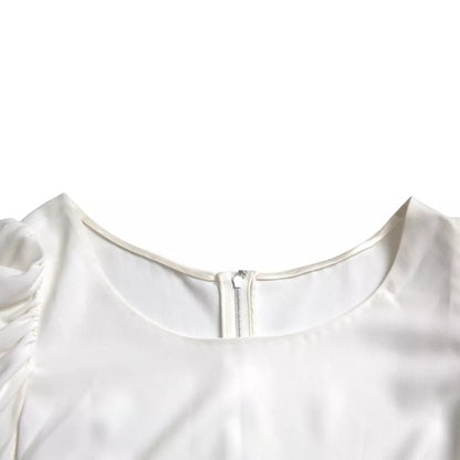 Dolce & Gabbana Weißes Viskose-Rundhals-Top mit kurzen Ärmeln