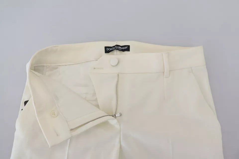 Dolce & Gabbana Weiße konisch zulaufende Wollhose mit hoher Taille