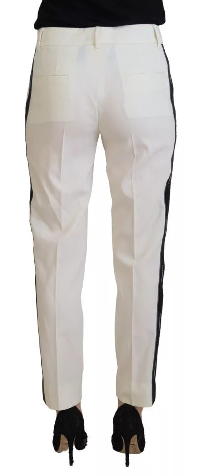 Dolce & Gabbana Weiße konisch zulaufende Wollhose mit hoher Taille