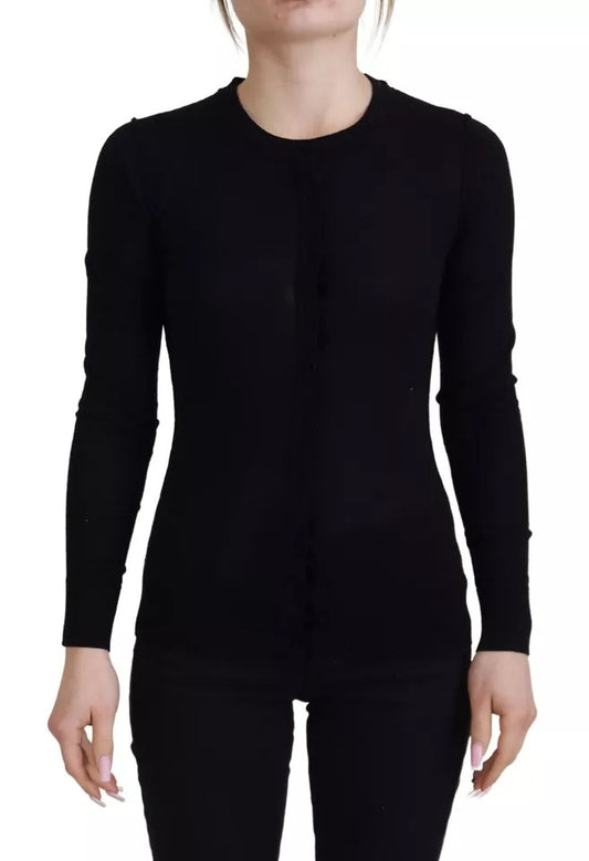 Dolce & Gabbana Schwarzer Pullover mit Rundhalsausschnitt und langen Ärmeln