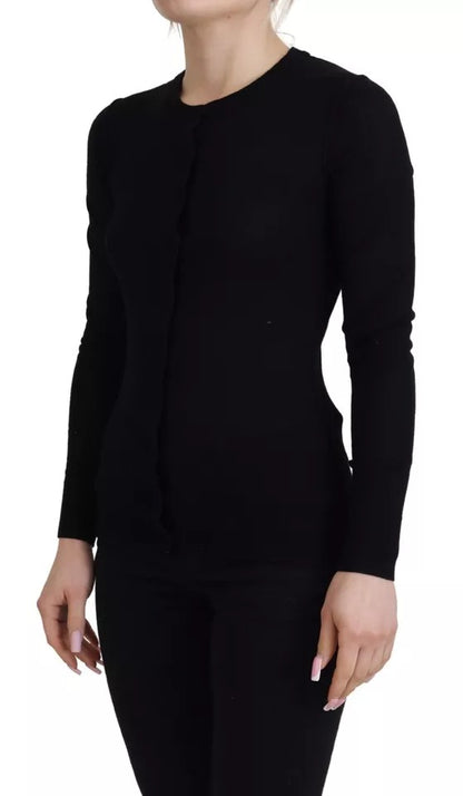 Dolce & Gabbana Schwarzer Pullover mit Rundhalsausschnitt und langen Ärmeln